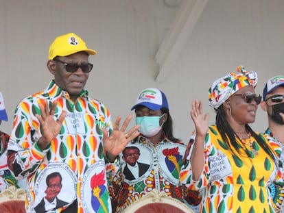 El presidente de Guinea Ecuatorial, Teodoro Obiang Nguema, durante un acto de campaña de las elecciones del pasado 20 de noviembre.