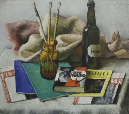 La pintura 'Bodegón dos libros', del pintor gallego Manuel Torres.