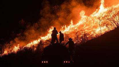 Residentes y brigadistas trabajan para contener el fuego en Nogales, en la Región Montañosa de Veracruz, el 25 de marzo.