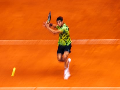 El tenista Carlos Alcaraz durante el último torneo Mutua Madrid Open.