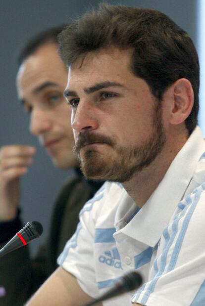 Iker Casillas, en rueda de prensa tras la eliminación del Madrid en la Champions.