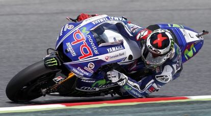 Jorge Lorenzo de Yamaha en el Gran Premio de Catalunya. 