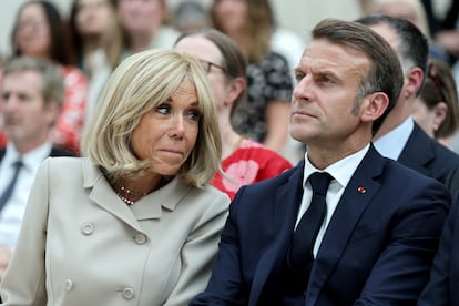 El presidente francés, Emmanuel Macron, y su esposa Brigitte, en Londres el 9 de julio.