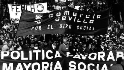 Manifestación en Sevilla durante la huelga general del 14 de diciembre de 1988, la mayor de la democracia.