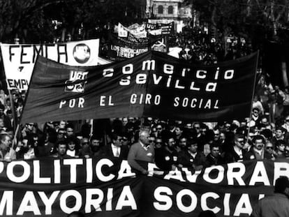 Manifestación en Sevilla durante la huelga general del 14 de diciembre de 1988, la mayor de la democracia.