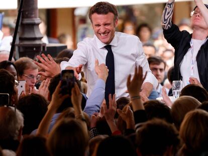 Macron en el cierre de su campaña en Figeac, en el sur de Francia.