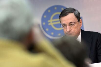 Draghi, durante la rueda de prensa de este jueves.