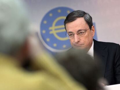 Draghi, durante la rueda de prensa de este jueves.