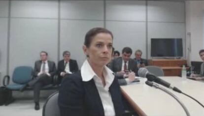 Claudia Cruz em depoimento ao juiz S&eacute;rgio Moro, em novembro de 2016.