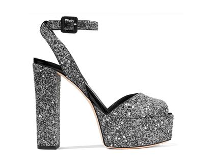 Sandalias con plataforma de glitter de Giuseppe Zanotti (625 euros).