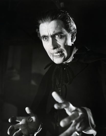 Retrato del actor Christopher Lee caracterizado para su papel en 'Drácula' en 1958.