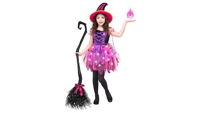 Disfraz para Halloween de niñas y niños, de bruja, con accesorios.