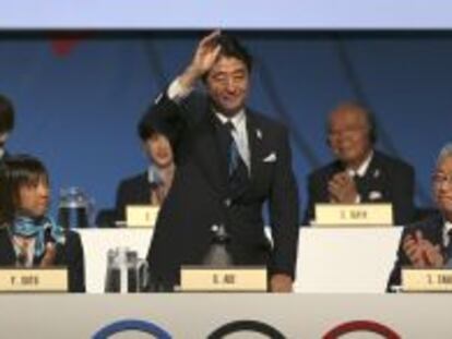 El primer ministro japonés, Shinzo Abe, durante la presentación de la candidatura.