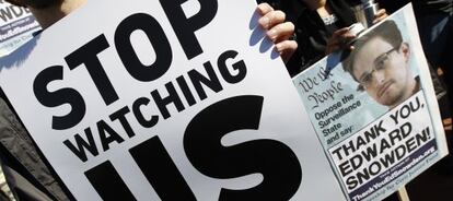 Protesta contra el espionaje de la NSA, frente al Capitolio de Washington, D. C.