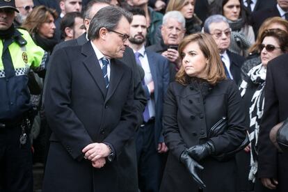 El director del Grupo Planeta fue presidente del Círculo de Economía y uno de los principales empresarios españoles. En la imagen el presidente catalán, Artur Mas, junto a la vicepresidenta del Ejecutivo, Soraya Sáenz de Santamaría.