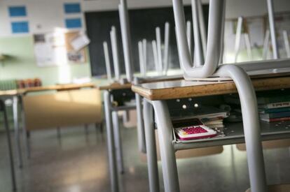 Interior de un aula de un colegio de Barcelona. 