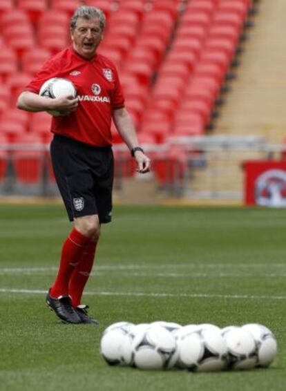 Hodgson, durante un entrenamiento en Wembley.