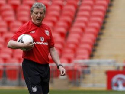 Hodgson, durante un entrenamiento en Wembley.