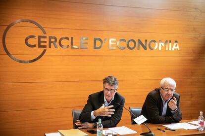 The president of the Circle of Economy, Jaume Guardiola. and the general director, Miquel Nadal, in a file image.