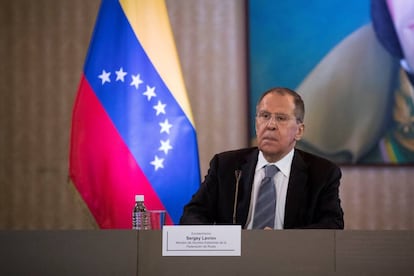 El ministro de Asuntos Exteriores ruso, Serguéi Lavrov, en su visita a Venezuela.