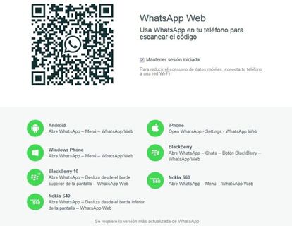 O símbolo de iPhone já aparece na mesma página que vincula o telefone ao QR code.