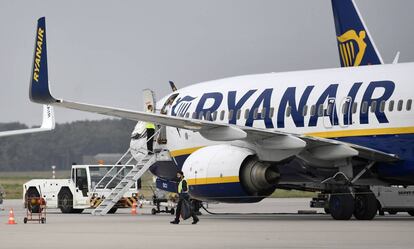 A Ryanair plane in Germany.