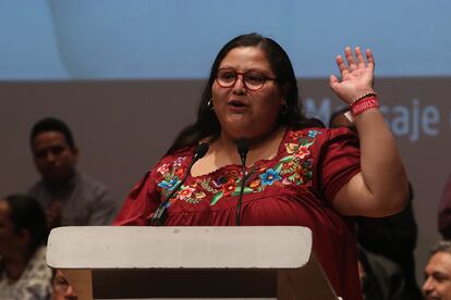 Citlali Hernández, durante un acto proselitista, en Ciudad de México, el pasado 20 de noviembre. 