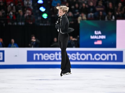 Ilia Malinin, durante los ejercicios en el Mundial de Montreal.