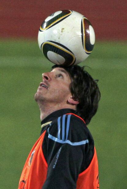 Messi, en un entrenamiento de Argentina.