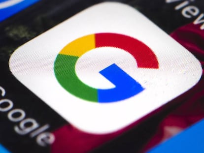 FILE - This Wednesday, April 26, 2017, file photo shows the Google mobile phone icon, in Philadelphia. Google has dominated the online ad market for almost the entirety of its existence, but its 2019 first quarter earnings report suggests that competitors may be nipping at its heels. (AP Photo/Matt Rourke, File)