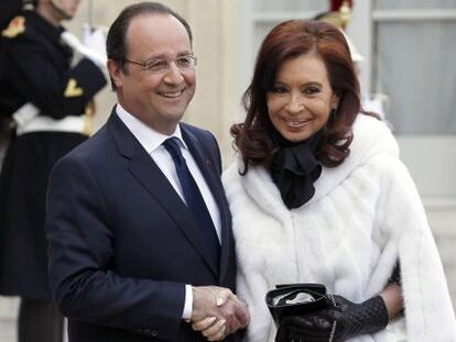 Fran&ccedil;ois Hollande y Cristina Fern&aacute;ndez en el Palacio del El&iacute;seo
 