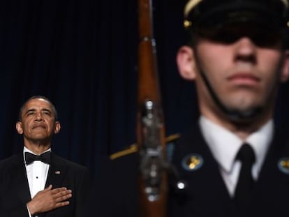 Obama no jantar de gala com a imprensa no sábado em Washington.