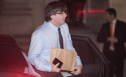 Puigdemont arribant aquest matí a la Generalitat