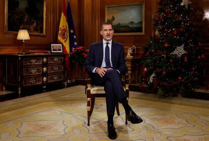 King Felipe VI delivers his Christmas address on December 24.