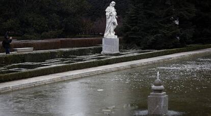 A fountain in Madrid’s Sabatini Gardens on Sunday.