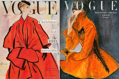 René Bouché (1905-1963) comenzó a trabajar para la edición francesa de Vogue en 1938 y se convirtió en uno de los ilustradores más evocadores de su época. Además de trabajar como ilustrador de moda, se le encargó dibujar varios retratos para la familia Kennedy, que le llamaba 'Paintbrush'.