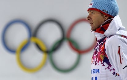 Bjoerndalen, en la ceremonia de entrega de medallas.