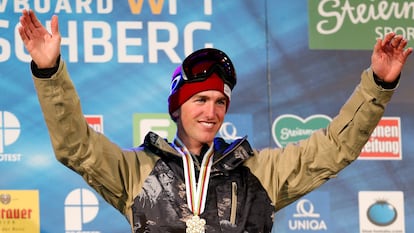 Kyle Smaine el día que ganó el oro en el Mundial de esquí acrobático en 2015.