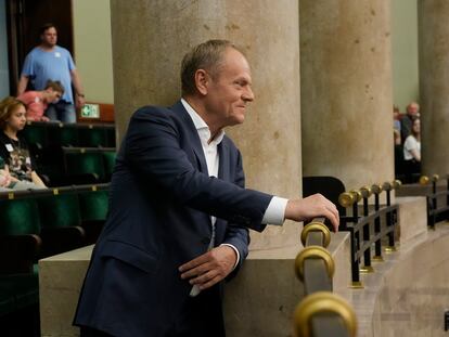 El líder de la oposición y ex primer ministro de Polonia, Donald Tusk, en el Parlamento polaco, el pasado viernes.