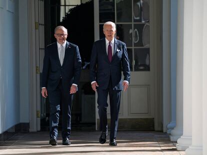 U.S. President Joe Biden and Australia's Prime Minister Anthony Albanese at the White House,  in Washington. October 25, 2023.