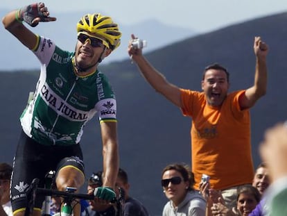 Antonio Piedra celebra su victoria en Covadonga.