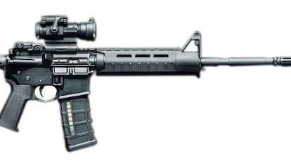Fusil de asalto AR-15, uno de los que fueron utilizados en la matanza de Las Vegas.&nbsp;