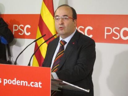Miquel Iceta, en una intervención en la sede del PSC.