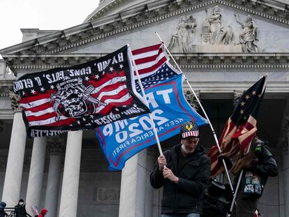 Supporters of US President Donald Trump protest outside the US Capitol in Washington, DC, January 6, 2021.