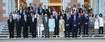 Jaime de Marichalar, con un círculo, en la audiencia en el palacio de La Zarzuela al Comité español de los Colegios del Mundo Unidos.