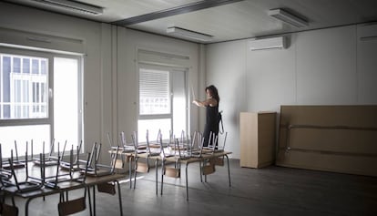 Interior d'un dels mòduls de la nova escola de La Sagrera.