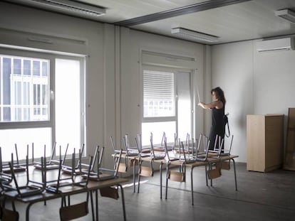 Interior de uno de los m&oacute;dulos de la nueva escuela de La Sagrera.