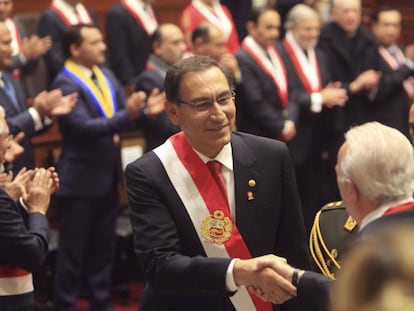 O presidente Vizcarra no Congresso.