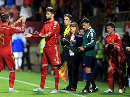 Gerard Piqué i Sergio Ramos amb la selecció espanyola.