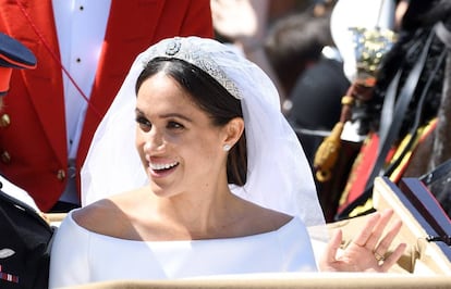 Meghan Markle, após cerimônia de casamento neste sábado.